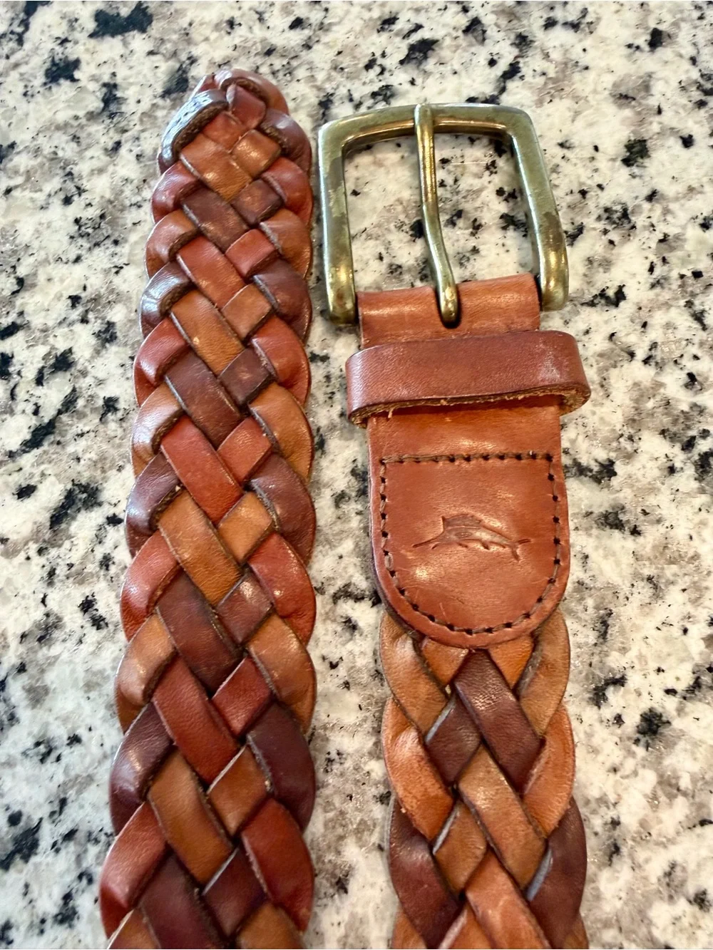 Tommy Bahama Woven Genuine Leather Belt Size XL 42-44 Brown